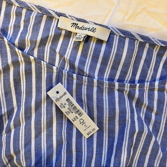 Madewell Flutter-Sleeve Smocked Top in Stripe - Picture 8 of 9